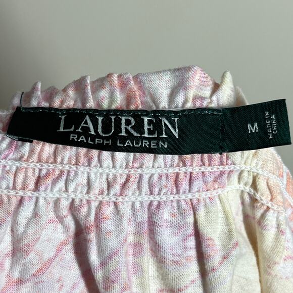 Lauren Ralph Lauren Puff Sleeve Paisley Print Peasant Blouse Pink Combo Size Med - Picture 10 of 11